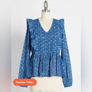 ModCloth Moon Orchid Twirl About a Tidal Wave Top Blue Size Large NWT